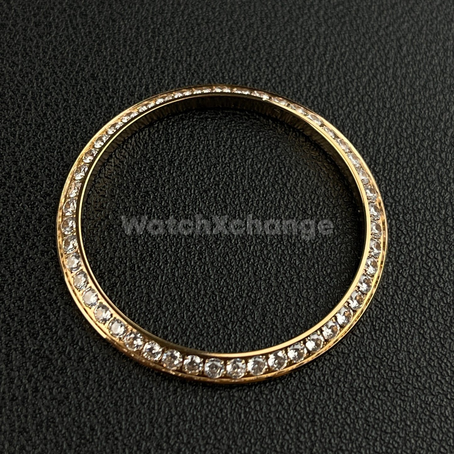 Rose Gold Curved Gemstone Stainless Steel Watch Bezel Insert Ring 36mm 39mm