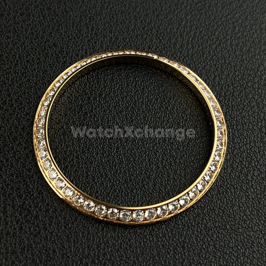 Rose Gold Curved Gemstone Stainless Steel Watch Bezel Insert Ring 36mm 39mm