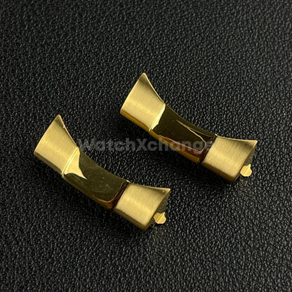 Gold 22mm Curved End Links Watch Band Strap Bracelet Link For Rolex 126600