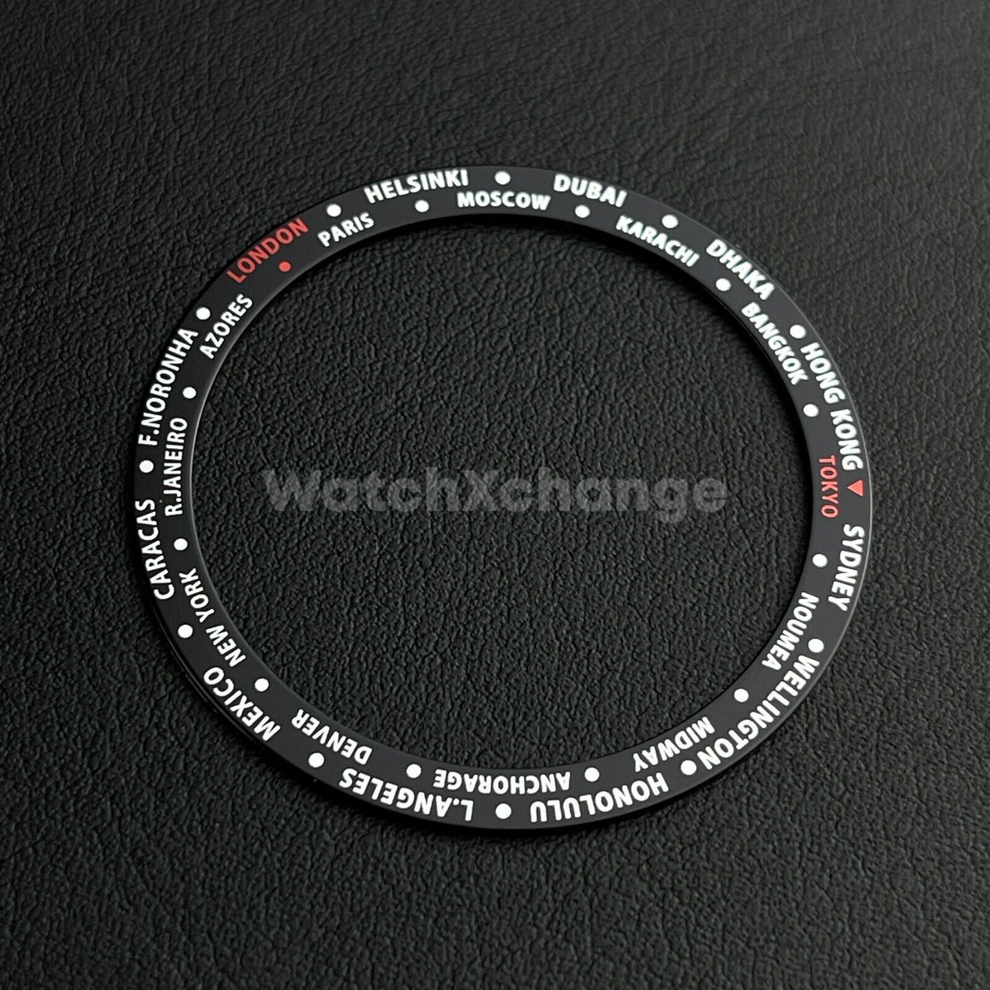 Black Time Zone GMT 38mm Flat Bezel Insert For Divers Watch Seiko Mod SKX SRPD