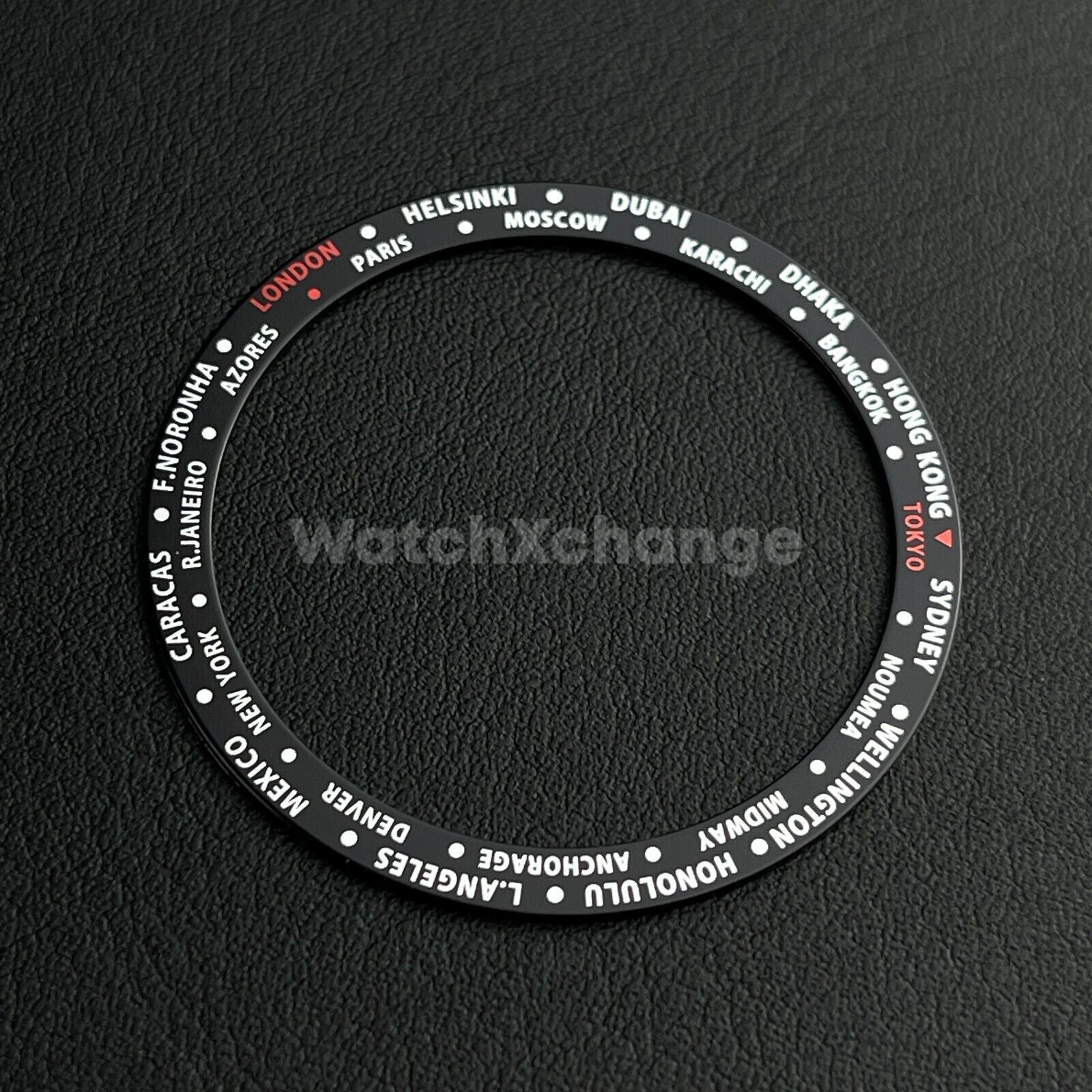 Black Time Zone GMT 38mm Flat Bezel Insert For Divers Watch Seiko Mod SKX SRPD