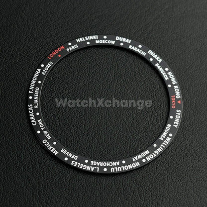 Black Time Zone GMT 38mm Flat Bezel Insert For Divers Watch Seiko Mod SKX SRPD