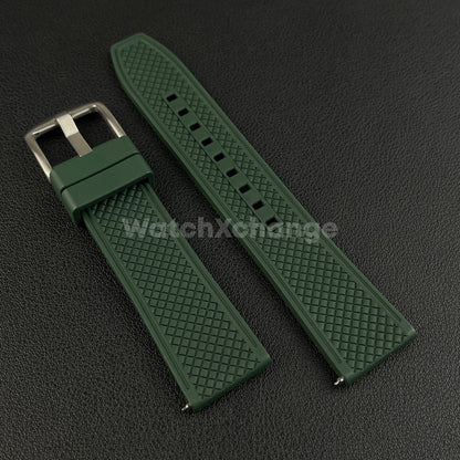 Green Premium Waffle FKM Rubber Watch Strap Band 20mm 22mm Quick Release