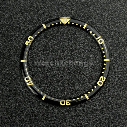 Black & Gold 38mm Flat Resin Bezel Insert For Divers Watch Seiko Mod SKX SRPD