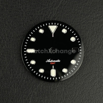 29mm Black Watch Dial Green Luminous for SEIKO NH34 GMT Watch Movement Parts