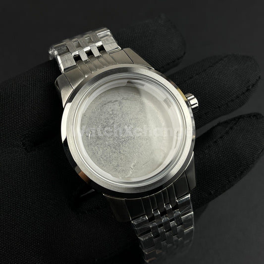40mm Silver Stainless Steel Watch Case For NH34 NH35 NH36 Movements Arched Glass