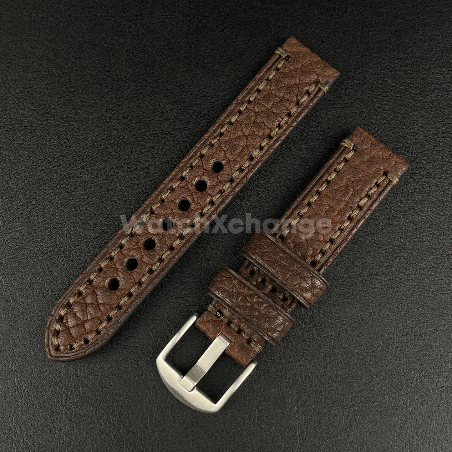 Mens Genuine Brown Leather Watch Strap Band for PANERAI FOSSIL 20mm, 22mm, 24mm