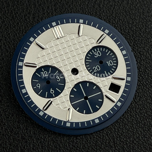 Blue & White 30mm Modified Watch Dial Face Accessory for Miyota OS10 OS20