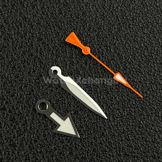 Silver & Orange Watch Hands For SEIKO NH35 NH36 Movements Pilot Arrow Triangle