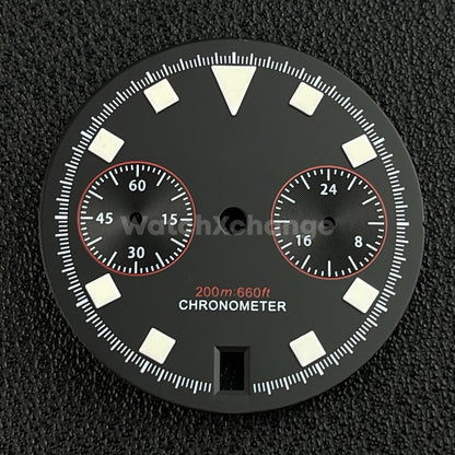 Black 30mm Modified Watch Dial Accessory for VK64 Quartz Movement