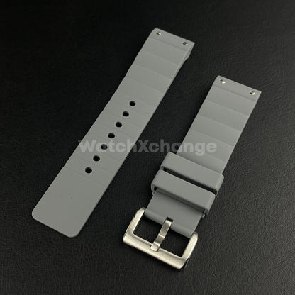 Grey Silicone Rubber Watch Strap For Cartier Santos 100 Curved Ends 23mm