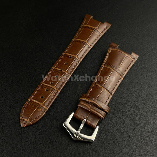 25mm Brown Leather Strap Band For Patek Philippe Nautilus Wrist Watch Clasp