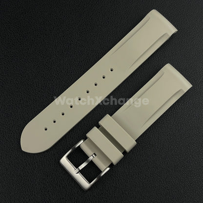Khaki 20mm Silicone Rubber Curved End Watch Strap Band For Omega Rolex