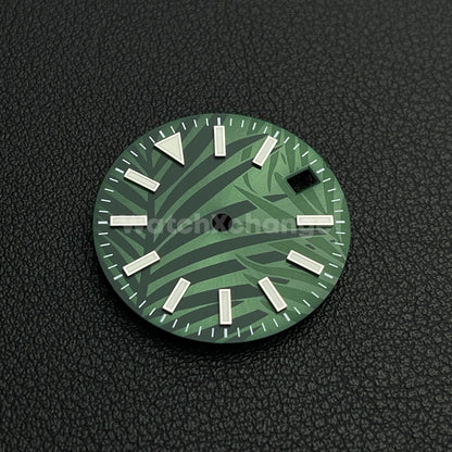 28.5mm Green Leaf Texture Watch Dial for SEIKO NH35 4R 7S Movement Parts