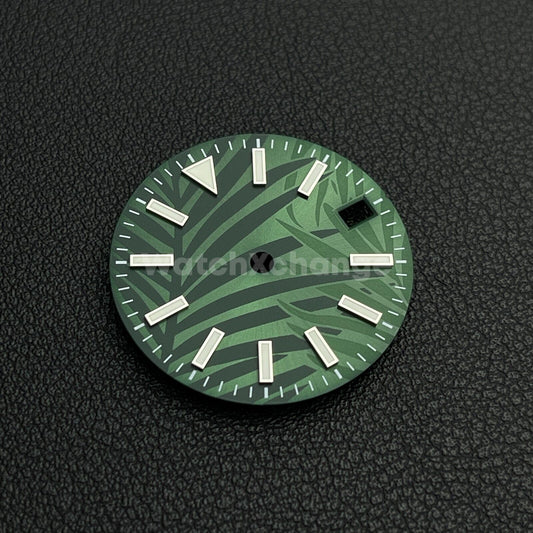 28.5mm Green Leaf Texture Watch Dial for SEIKO NH35 4R 7S Movement Parts