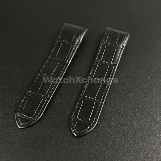 Black Genuine Leather Watch Straps Mens Band Fits Cartier Santos 20mm