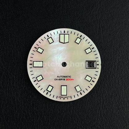 29mm White Pearl Watch Dial Green Luminous for SEIKO NH35 NH36 Watch Movement