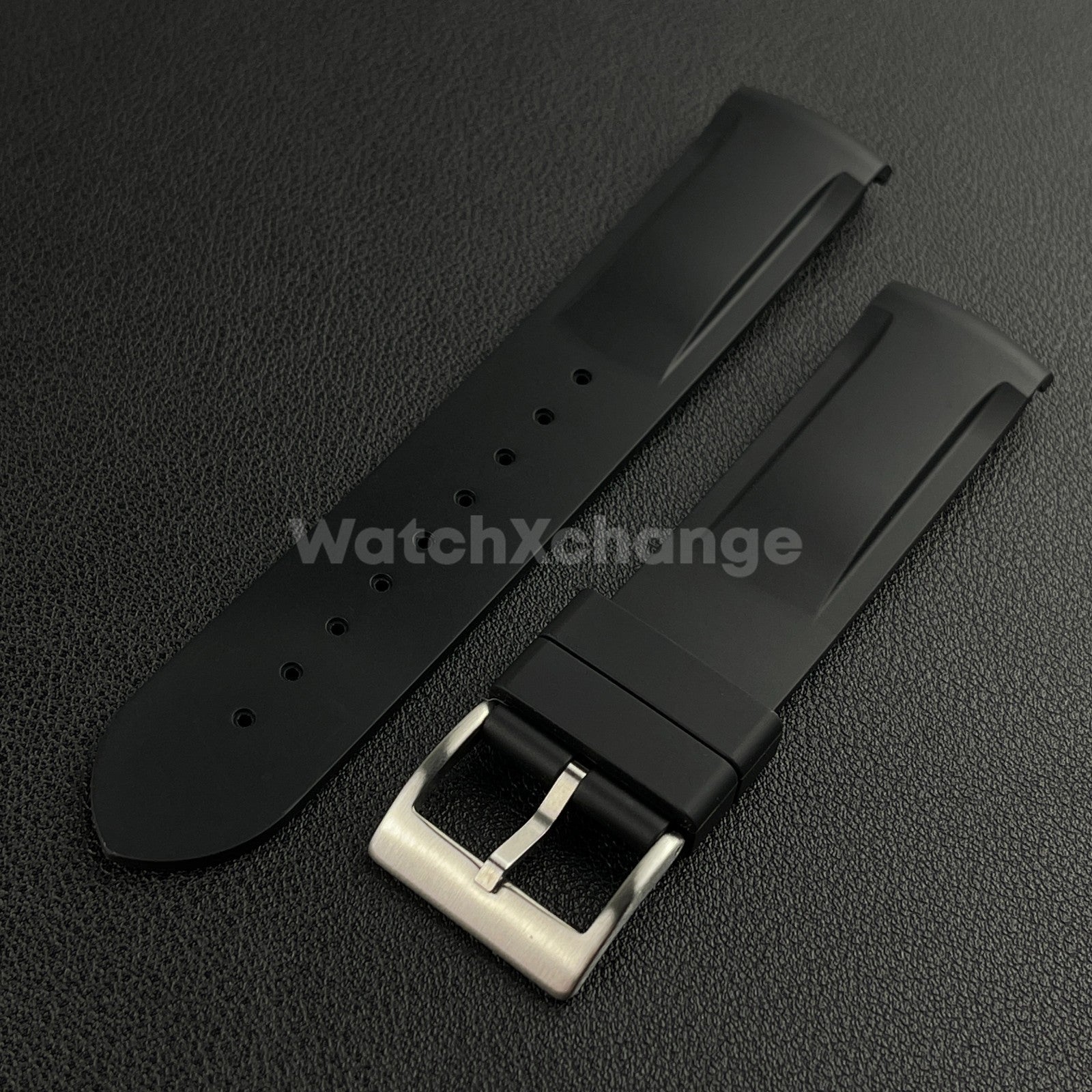 Black 20mm Silicone Rubber Curved End Watch Strap Band For Omega Rolex