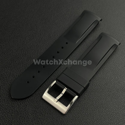 Black 20mm Silicone Rubber Curved End Watch Strap Band For Omega Rolex
