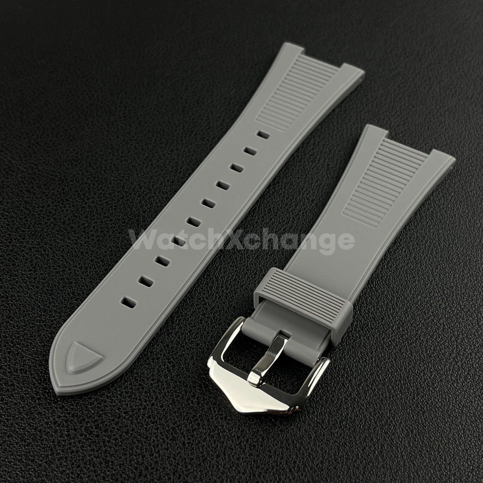 Grey 25*12mm Silicone Rubber Watch Strap For Patek Phillip Nautilus 5711 5712