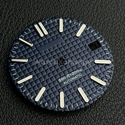 28.5mm Blue Grid Pattern Texture Watch Dial for SEIKO NH35 NH36 Movement