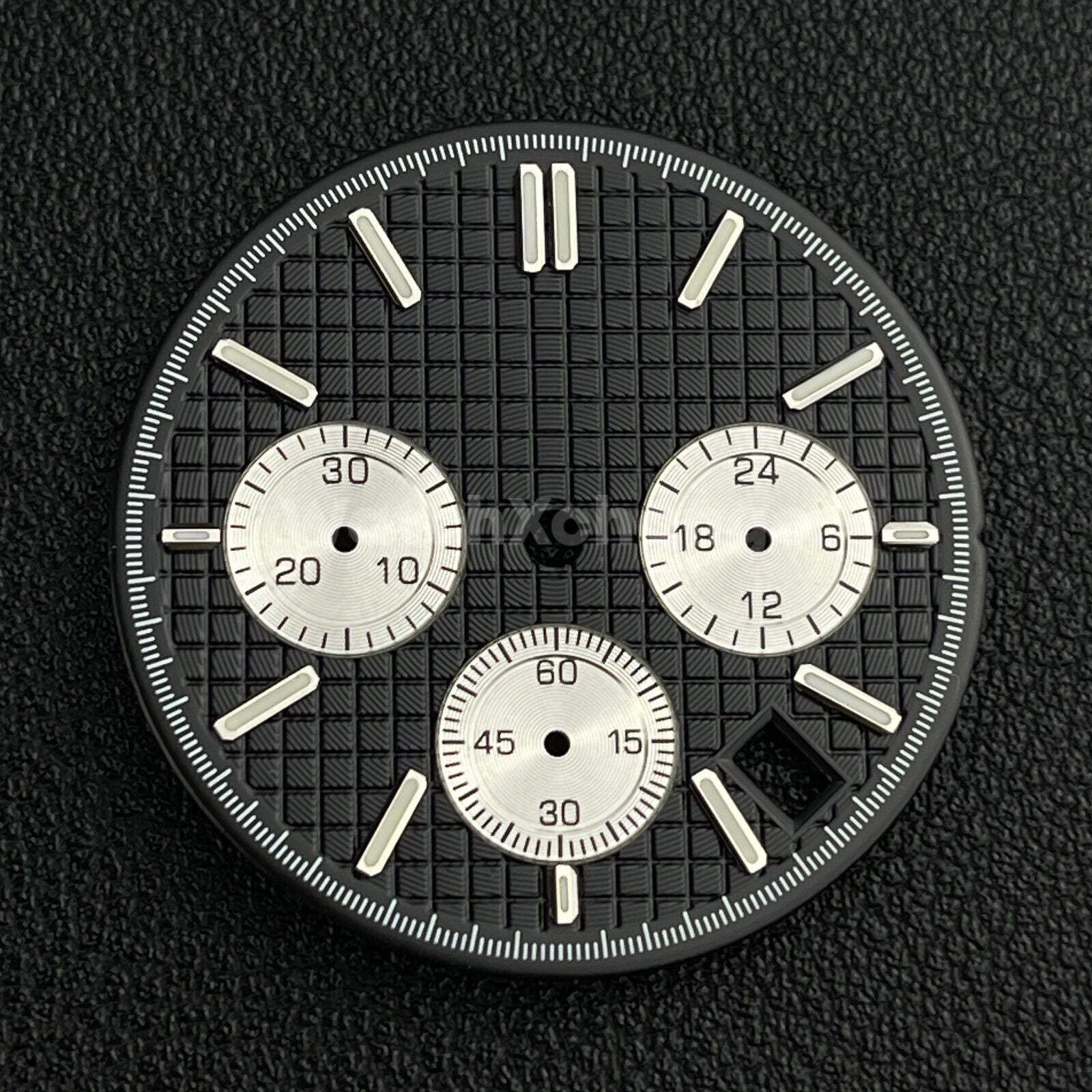 Black & Silver 31.8mm Modified Watch Dial Accessory for VK63 Quartz Movement