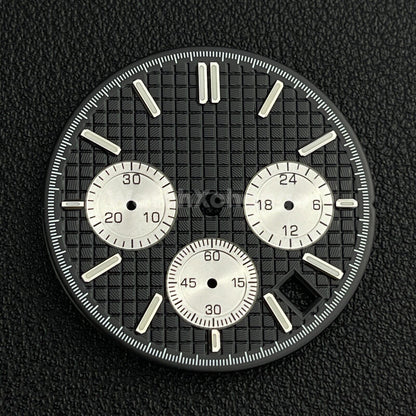 Black & Silver 31.8mm Modified Watch Dial Accessory for VK63 Quartz Movement