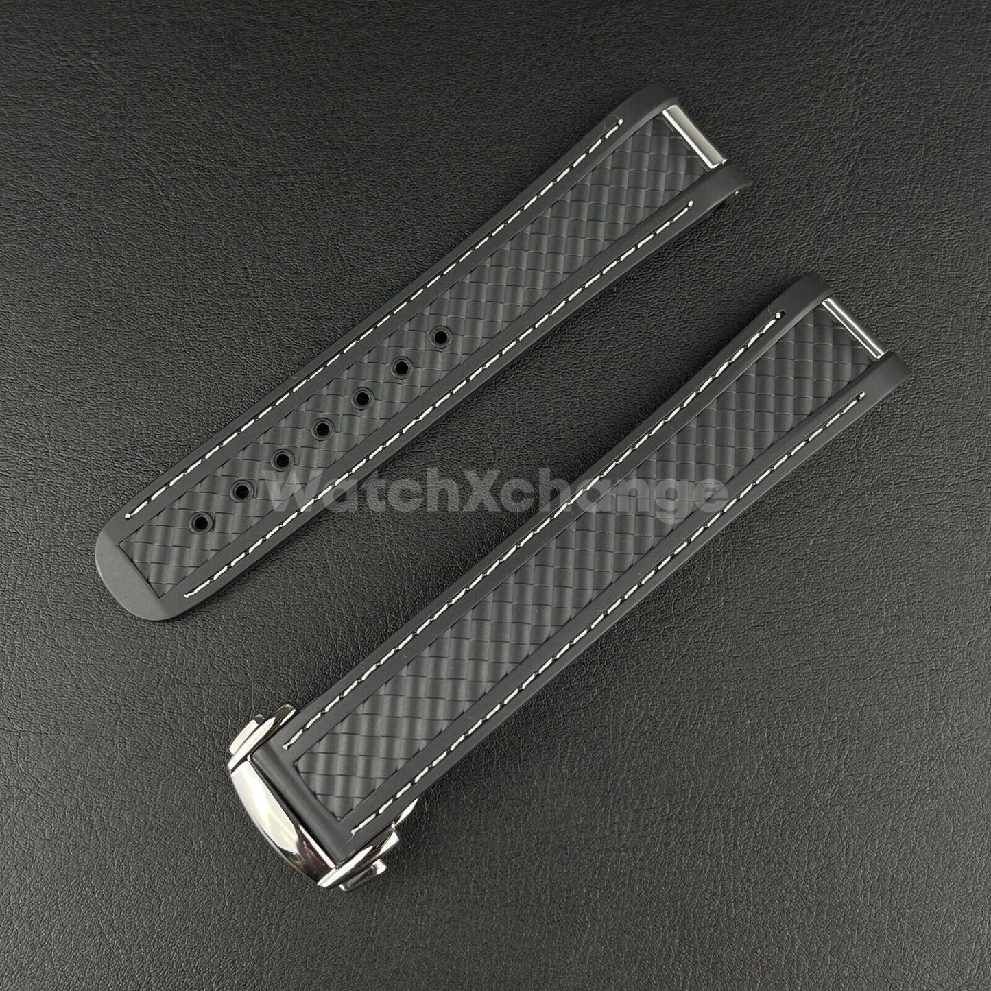 19mm For OMEGA Seamaster Aqua Terra Watch Silicone Rubber Strap Clasp Black