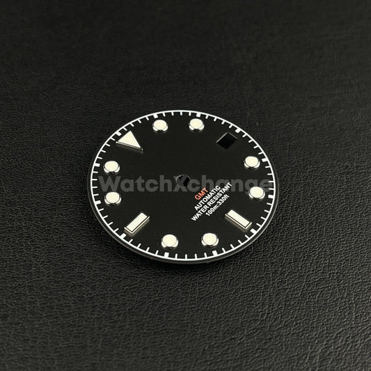 29mm Black Watch Dial w/Green Luminous Replacement for NH35 Watch Movement Parts