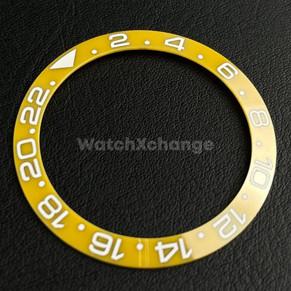 Yellow Ceramic Bezel Insert 38mm GMT For Rolex Seiko SKX007 SKX009 SRPD Sloped