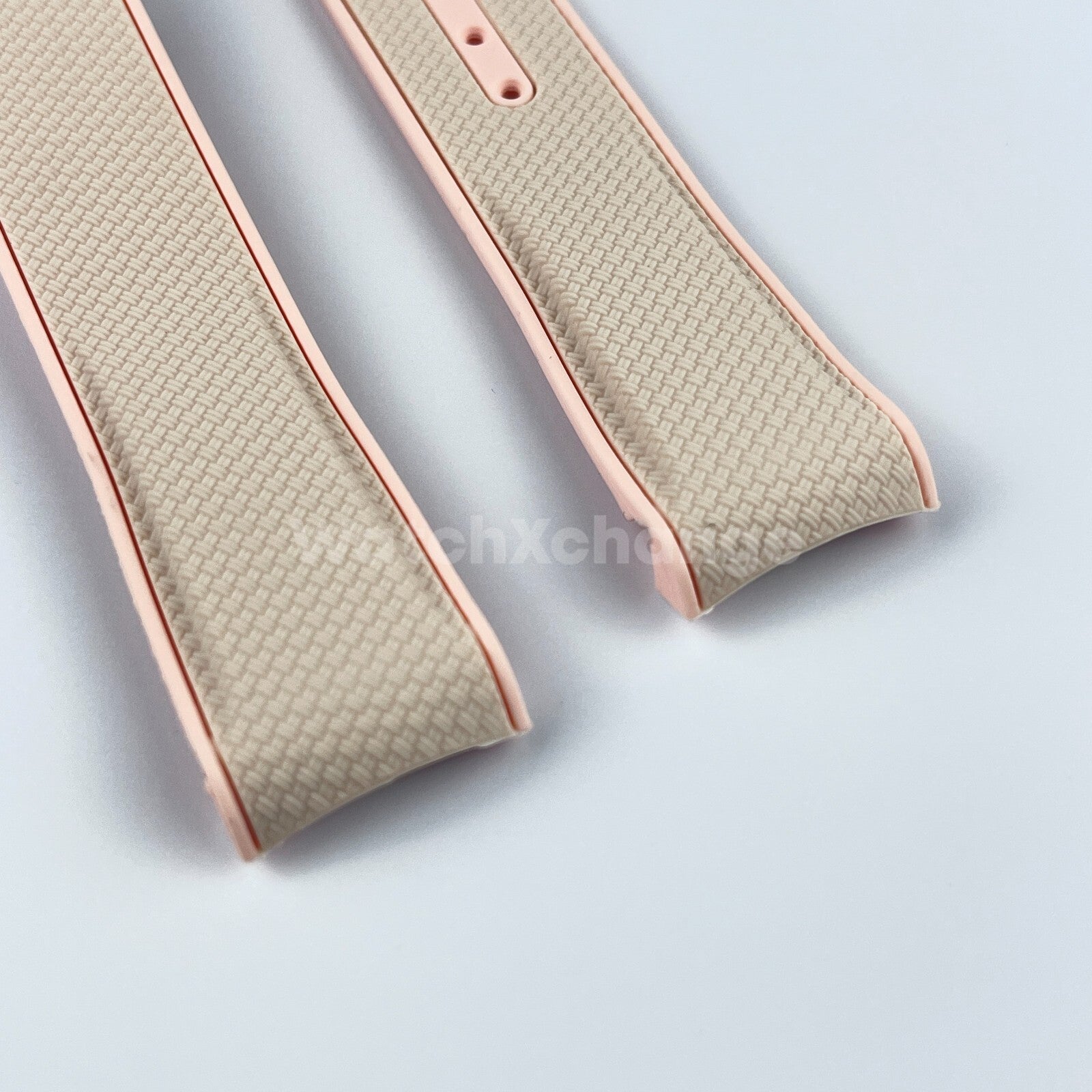 Pink Curved End Silicone Rubber Watch Strap For Omega Seamaster 20mm
