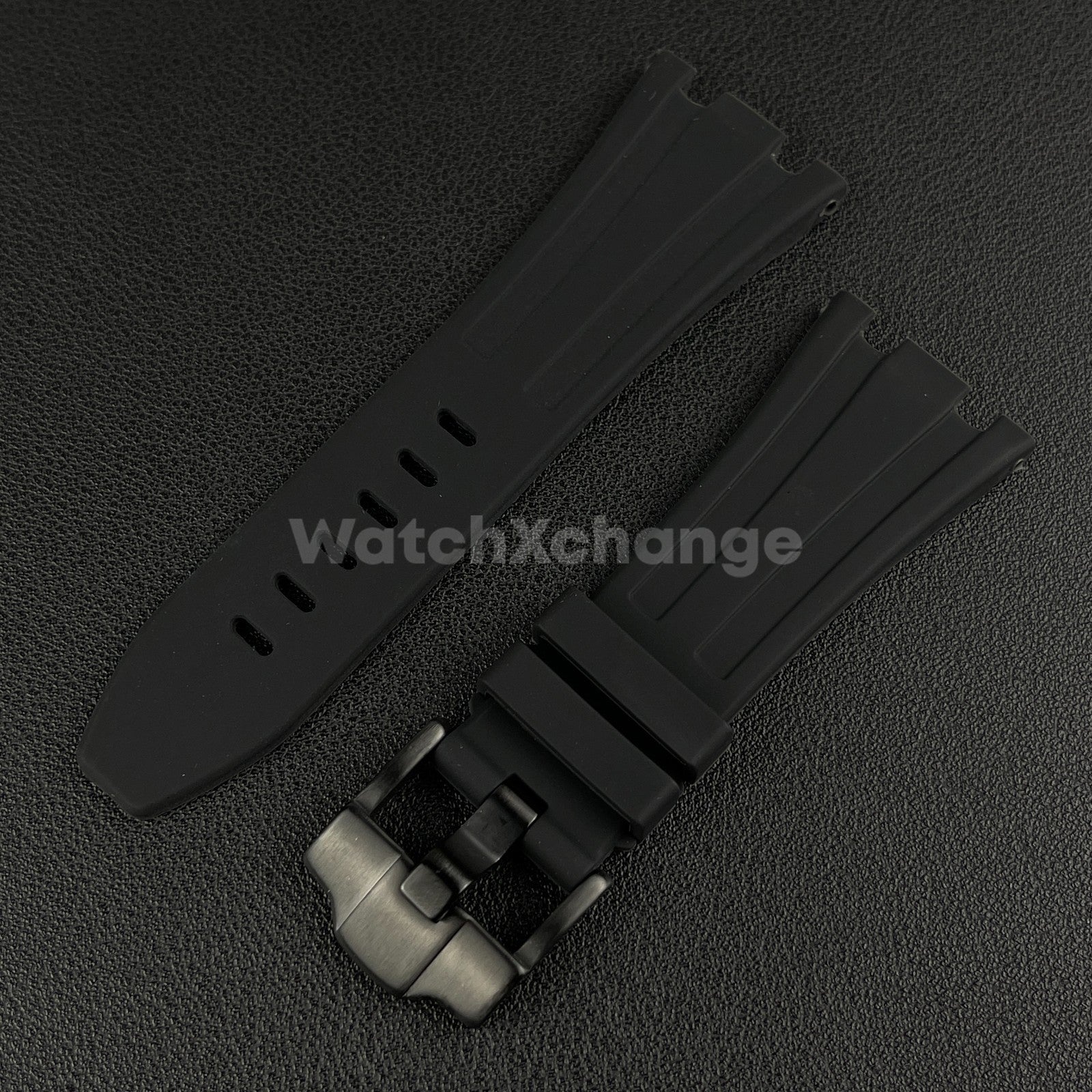 Black Audemars Piguet AP 28mm x 20mm Royal Oak Rubber Watch Strap 15710 15703