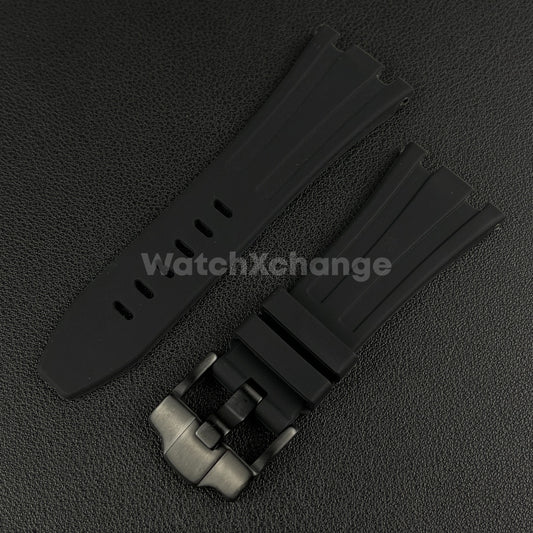 Black Audemars Piguet AP 28mm x 20mm Royal Oak Rubber Watch Strap 15710 15703