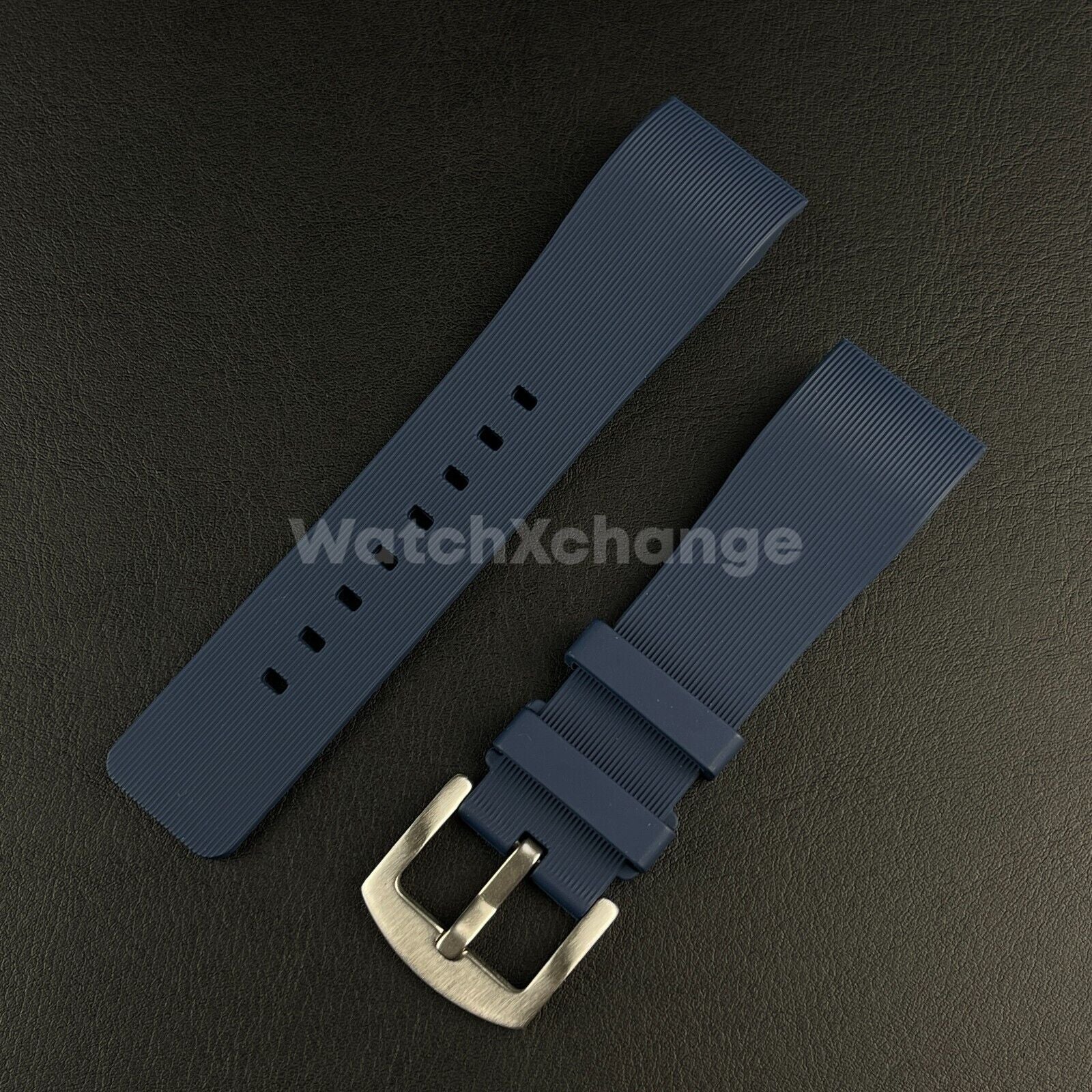 Blue Silicone Rubber Watch Strap For Cartier Santos 100 Curved Ends 20 / 23mm