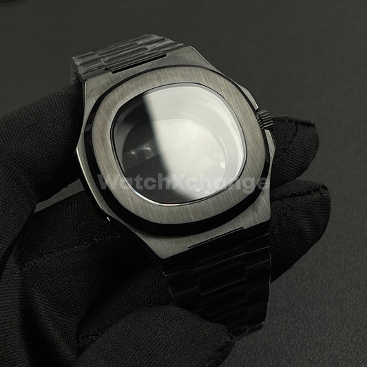 Black 40mm Square Watch Case for Nautilus Style Watches for NH34 NH35 NH36