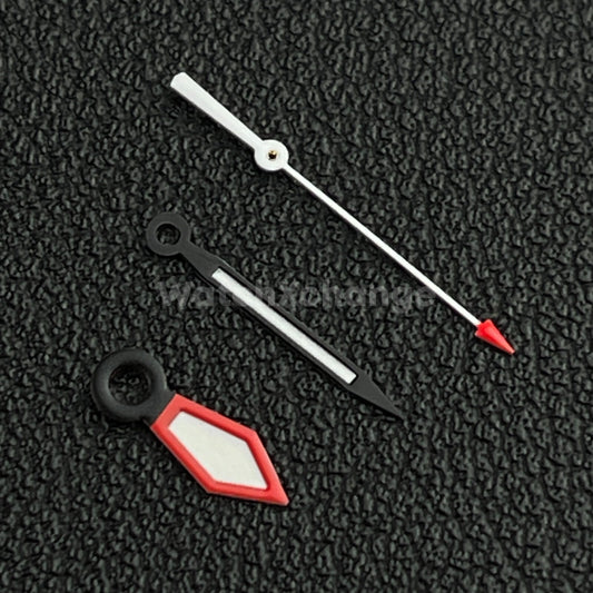 Black Red & White Watch Hands For SEIKO NH35 NH36 Movements Triangle Arrow End