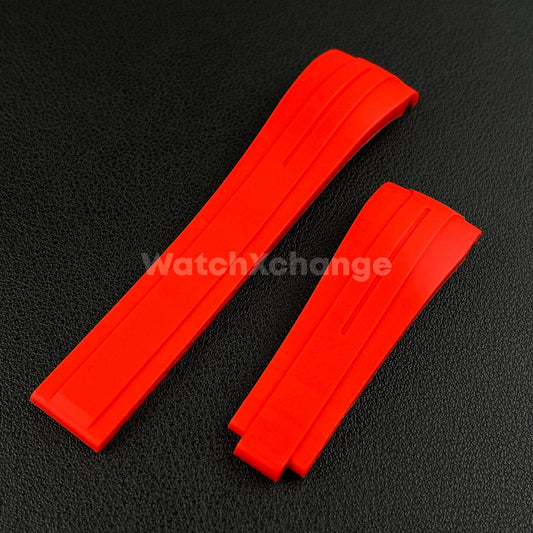 Red 21mm 22mm Curved-end Rubber Strap for Rolex DAYTONA SUBMARINER Yacht-Master