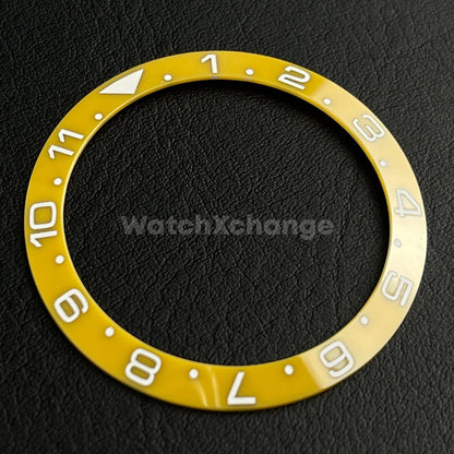 Yellow Ceramic Bezel Insert 38mm GMT For Rolex Seiko SKX007 SKX009 SRPD Sloped