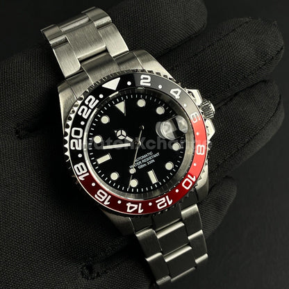 Black & Red Coke 40mm Diving Mens Watch NH35A Automatic Movement Sapphire Steel