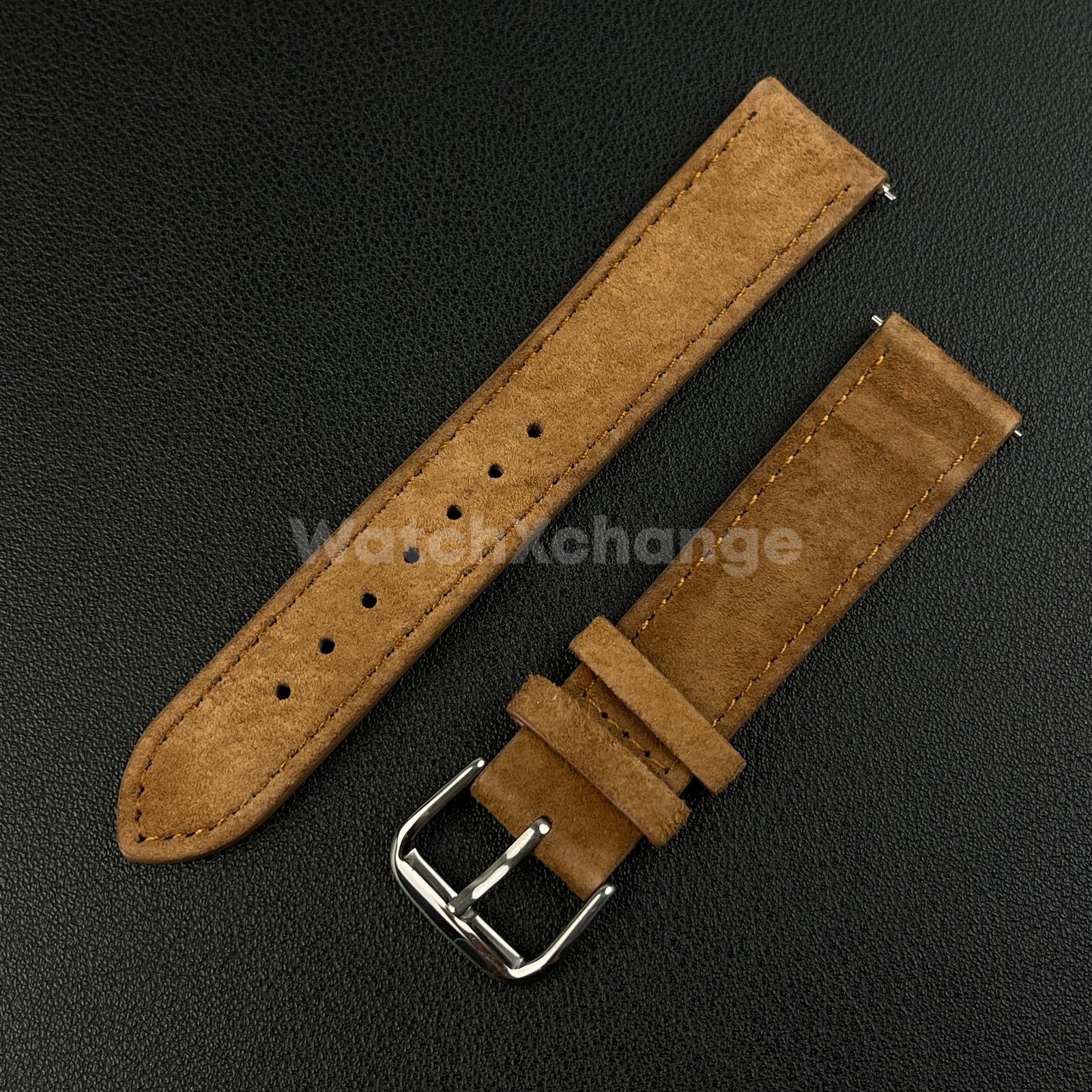 Dark Brown Watch Strap Suede Leather Premium Quick Release Band 18 19 20 22mm