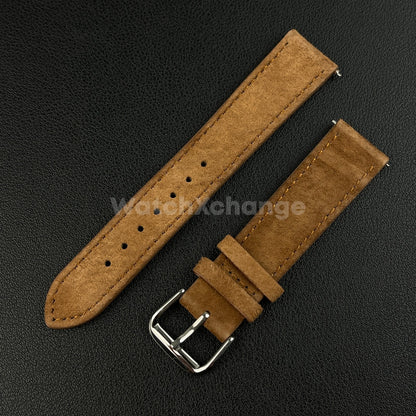 Dark Brown Watch Strap Suede Leather Premium Quick Release Band 18 19 20 22mm