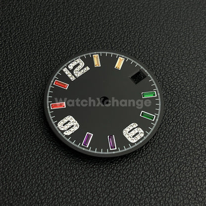 28.5mm Black Rainbow Sunburst Watch Dial for SEIKO NH35 NH36 Movement Parts