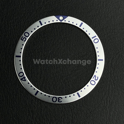 Silver & Blue 39mm Flat Aluminium Bezel Insert For Divers Watch Seiko Mod Turtle
