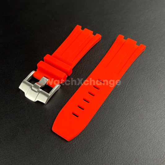 Red Audemars Piguet AP 28mm Royal Oak Silicone Rubber Watch Strap 15710 15703