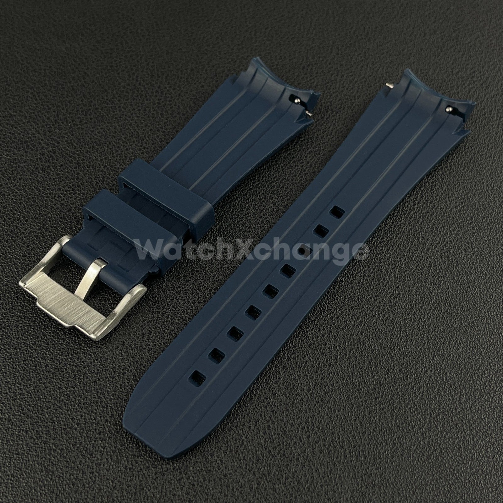 Navy Blue 20mm Silicone Rubber Curved End Watch Strap Band For Omega Rolex