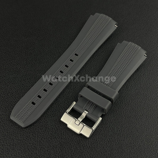 Dark Grey 20mm Silicone Rubber Curved End Watch Strap Band For Omega Rolex