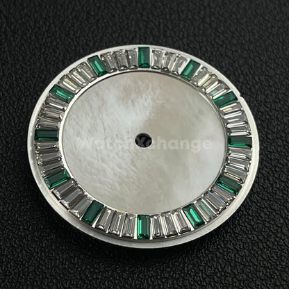 28.5mm Green & White Pearl Shell Texture Watch Dial for SEIKO NH35 NH36 Movement