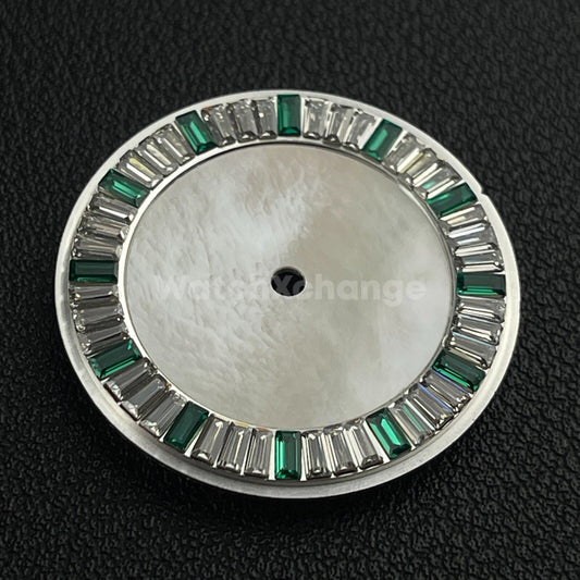 28.5mm Green & White Pearl Shell Texture Watch Dial for SEIKO NH35 NH36 Movement