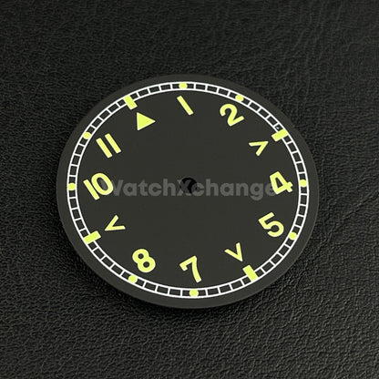 29mm Black Watch Dial Green Luminous for SEIKO NH35 NH36 Watch Movement Parts