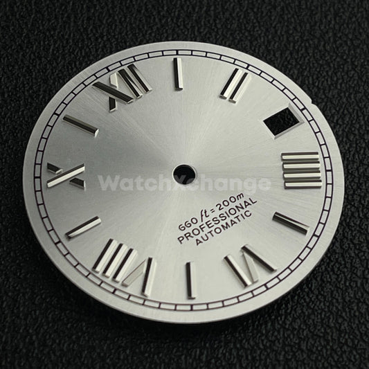 28.5mm White Silver Roman Numeral Watch Dial for SEIKO NH35 4R35 Movements